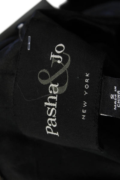 Pasha & Jo Womens Textured Full Zip Button Hood Puffer Jacket Black Size S