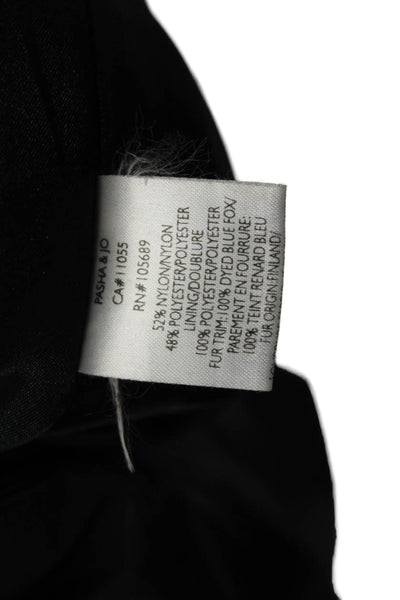 Pasha & Jo Womens Textured Full Zip Button Hood Puffer Jacket Black Size S