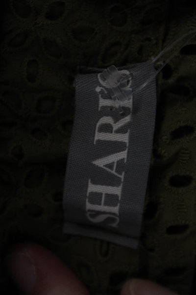 Sharis Womens Cotton Off-the-Shoulder Short Sleeve Blouse Green Size 4