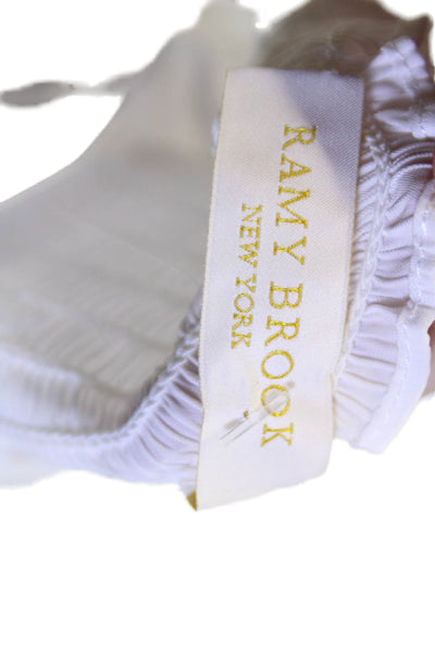 Ramy Brook Womens Cotton Long Sleeve Blouse White Size 2XS