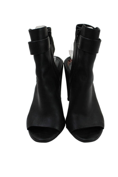 Vince Womens Textured Open Toe Zip Strap Open Back Heeled Booties Black Size 8