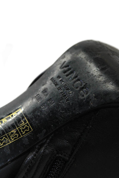 Vince Womens Textured Open Toe Zip Strap Open Back Heeled Booties Black Size 8