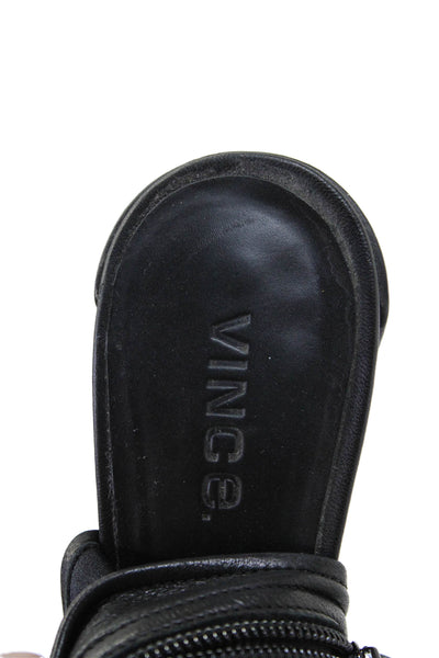 Vince Womens Textured Open Toe Zip Strap Open Back Heeled Booties Black Size 8