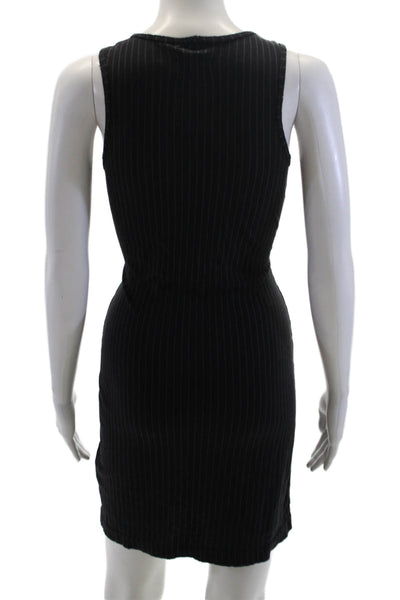 Current/Elliott Womens Cotton Striped Sleeveless Tank Dress Black Size S