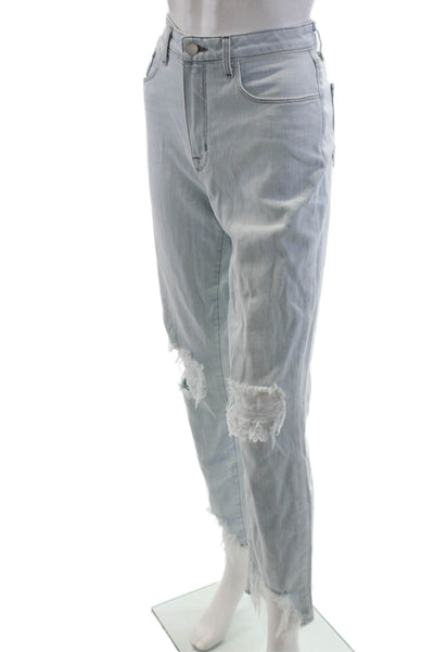 L'Agence Womens Cotton Buttoned Light Wash Distressed Jeans Blue Size 27