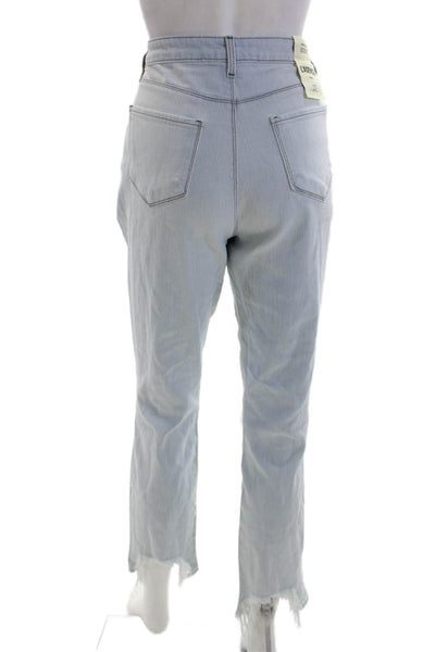 L'Agence Womens Cotton Buttoned Light Wash Distressed Jeans Blue Size 27