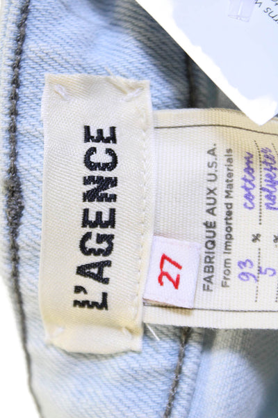 L'Agence Womens Cotton Buttoned Light Wash Distressed Jeans Blue Size 27