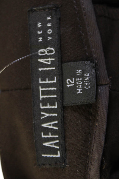 Lafayette 148 New York Womens Wool Slip-On Zipped Pants Brown Size 12