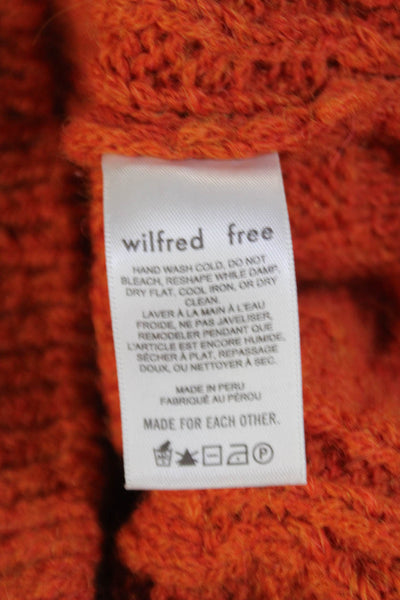 Wilfred Womens Alpaca Cable Knit Crew Neck Long Sleeve Sweater Top Orange Size M