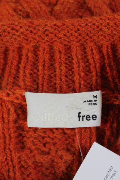 Wilfred Womens Alpaca Cable Knit Crew Neck Long Sleeve Sweater Top Orange Size M