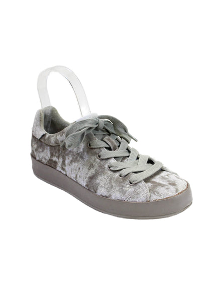 Rag & Bone Womens Suede Textured Lined Lace Up Casual Sneakers Silver Tone Size