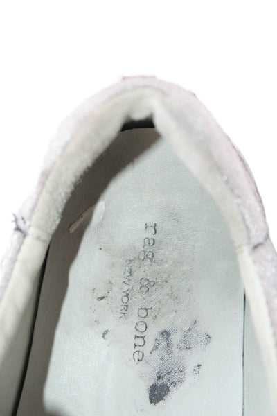 Rag & Bone Womens Suede Textured Lined Lace Up Casual Sneakers Silver Tone Size