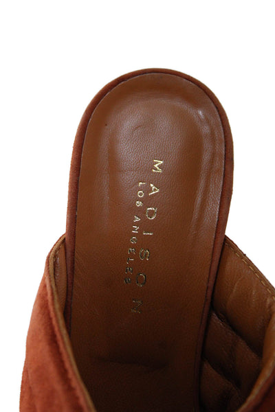 Madison Womens Suede Peep Toe Slip On Quilted Mules Burnt Orange Size 9