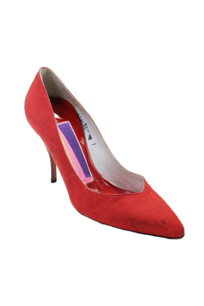 Susan Bennis Warren Edwards Womens Pointed Solid Stiletto Pumps Red Size 7