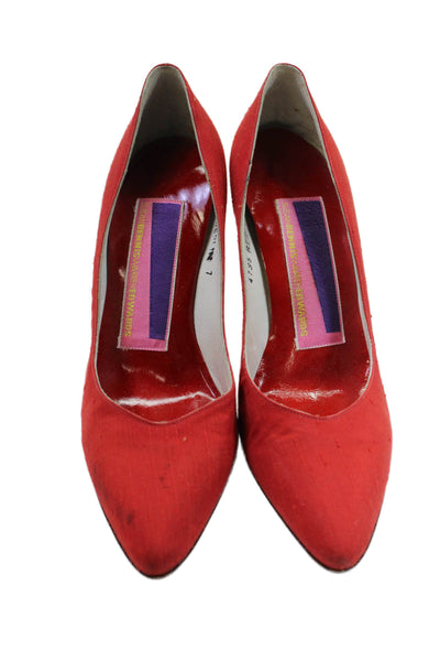 Susan Bennis Warren Edwards Womens Pointed Solid Stiletto Pumps Red Size 7