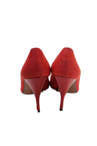 Susan Bennis Warren Edwards Womens Pointed Solid Stiletto Pumps Red Size 7