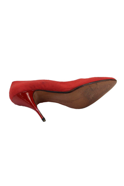 Susan Bennis Warren Edwards Womens Pointed Solid Stiletto Pumps Red Size 7
