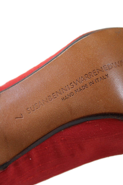 Susan Bennis Warren Edwards Womens Pointed Solid Stiletto Pumps Red Size 7