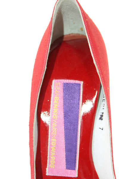 Susan Bennis Warren Edwards Womens Pointed Solid Stiletto Pumps Red Size 7
