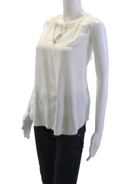 Go By GoSilk Womens Silk Sleeveless Pullover Blouse White Size L