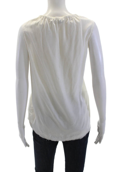 Go By GoSilk Womens Silk Sleeveless Pullover Blouse White Size L