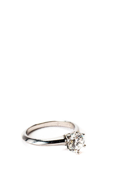 Tiffany & Co Womens Platinum 1.17CT Diamond Solitaire Ring Size 5.75