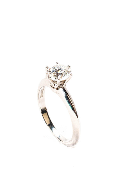 Tiffany & Co Womens Platinum 1.17CT Diamond Solitaire Ring Size 5.75