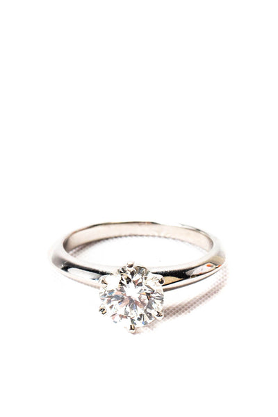 Tiffany & Co Womens Platinum 1.17CT Diamond Solitaire Ring Size 5.75
