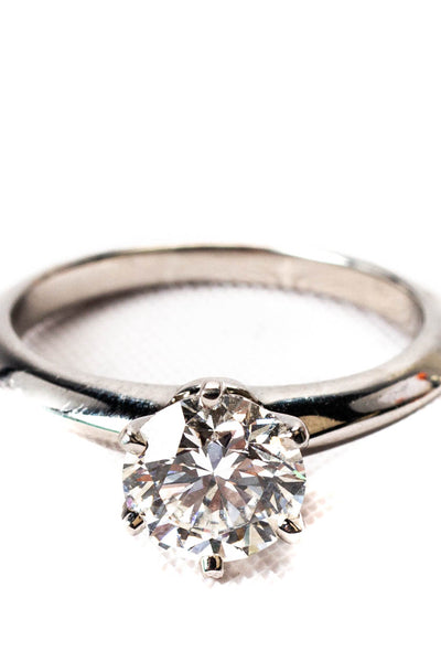 Tiffany & Co Womens Platinum 1.17CT Diamond Solitaire Ring Size 5.75