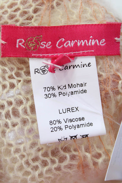 Rose Carmine Womens Spaghetti Strap Mohair Crochet Knit Top White Pink Size 1