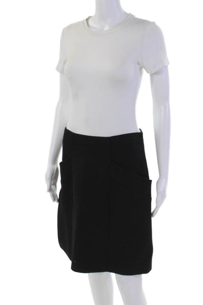 Chloe Womens Back Zip Knee Length Side Pocket Pencil Skirt Black Wool Size FR 42
