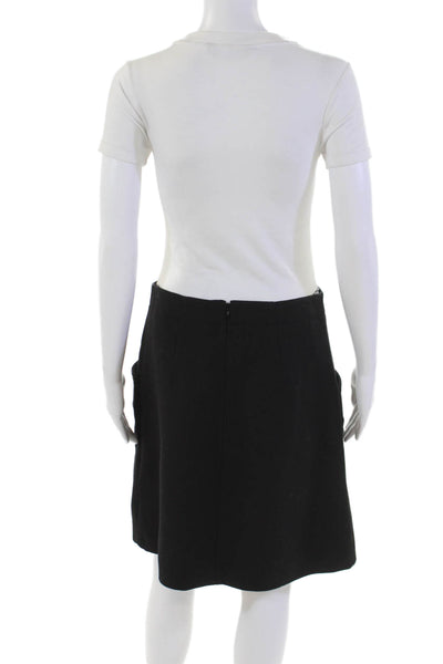 Chloe Womens Back Zip Knee Length Side Pocket Pencil Skirt Black Wool Size FR 42