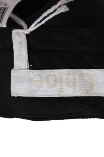 Chloe Womens Back Zip Knee Length Side Pocket Pencil Skirt Black Wool Size FR 42