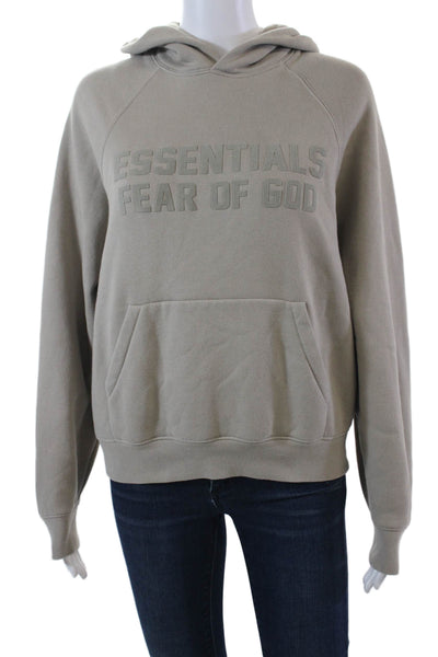 Essentials Womens Cotton Crew Neck Hooded Sweatshirt Taupe Brown Size XXS