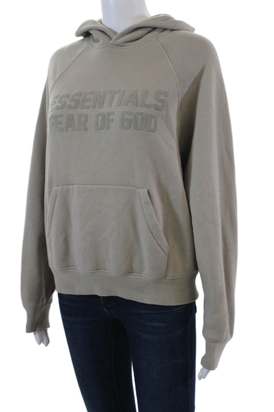 Essentials Womens Cotton Crew Neck Hooded Sweatshirt Taupe Brown Size XXS