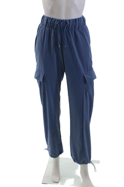 925 Fit Womens Drawstring Stretchy Pocket Straight Pants Solid Blue Size XS