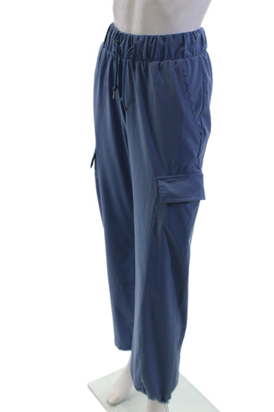 925 Fit Womens Drawstring Stretchy Pocket Straight Pants Solid Blue Size XS