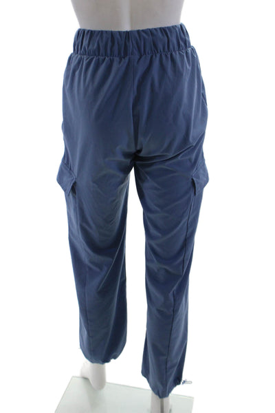 925 Fit Womens Drawstring Stretchy Pocket Straight Pants Solid Blue Size XS