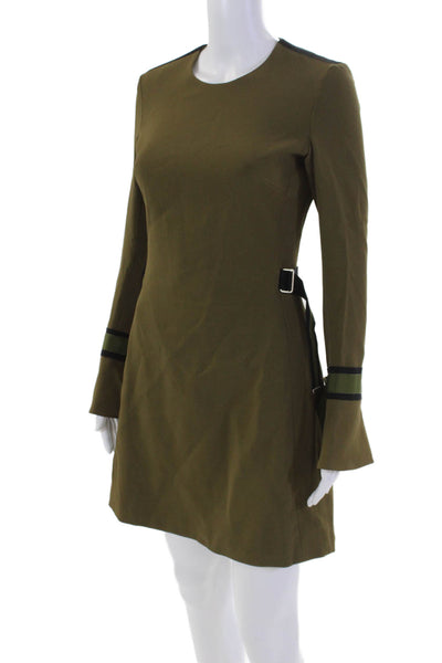 David Koma Womens Back Zip Long Sleeve Crepe Sheath Dress Brown Size 10