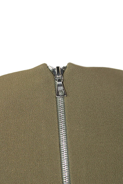 David Koma Womens Back Zip Long Sleeve Crepe Sheath Dress Brown Size 10