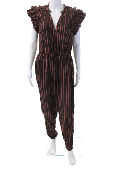 Ulla Johnson Women's V-Neck Sleeveless Tapered Leg Jumpsuit Striped Size S