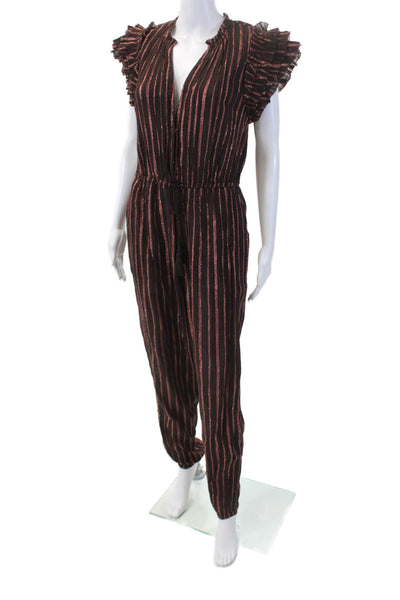 Ulla Johnson Women's V-Neck Sleeveless Tapered Leg Jumpsuit Striped Size S