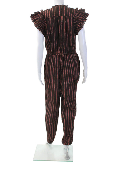 Ulla Johnson Women's V-Neck Sleeveless Tapered Leg Jumpsuit Striped Size S
