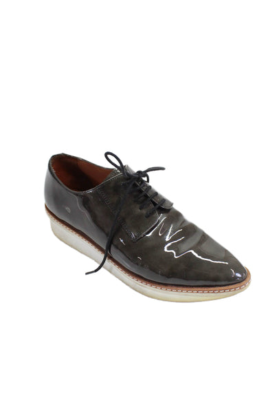 10 Crosby Derek Lam Womens Patent Leather Oxford Shoes Brown Size 8 Medium