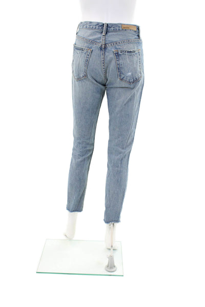 Grlfrnd Womens Karolina Distressed Skinny Leg Jeans Blue Cotton Size 26