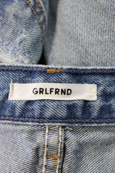 Grlfrnd Womens Karolina Distressed Skinny Leg Jeans Blue Cotton Size 26