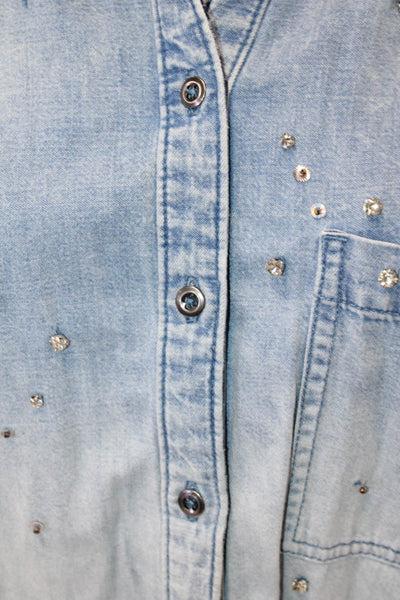 Pilcro and the Letterpress Anthropologie Womens Button-Down Top Blue Size S