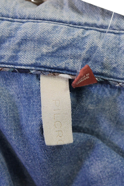 Pilcro and the Letterpress Anthropologie Womens Button-Down Top Blue Size S