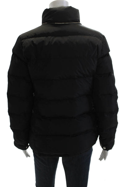 Prada Womens Two Pocket High Neck Long Sleeve Zip Up Puffer Coat Black Size S