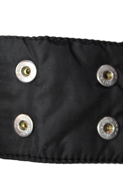 Prada Womens Two Pocket High Neck Long Sleeve Zip Up Puffer Coat Black Size S
